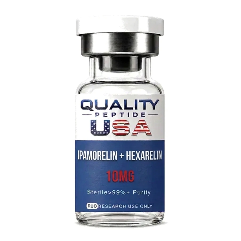 Research peptide vial: Ipamorelin + Hexarelin